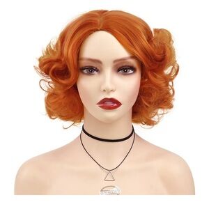 Fiery Orange Curly Wig for Women